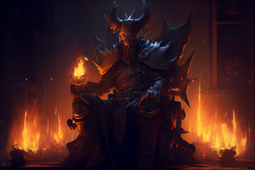 Evil satan king of hell, hades style ruler of hell. AI generated