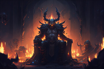 Evil satan king of hell, hades style ruler of hell. AI generated - obrazy, fototapety, plakaty