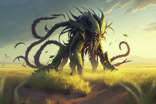 lovecraftian eldritch horror gorgon monster, AI generated