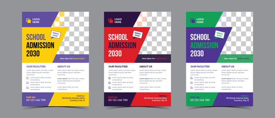 Admission flyer template design for online school kid's education