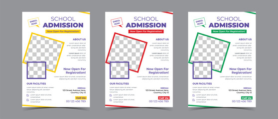 Admission flyer template design for online school kid's education