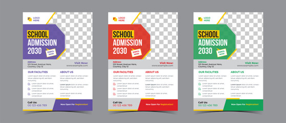 Admission flyer template design for online school kid's education