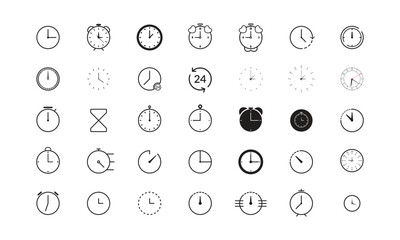 time and clock icon set vector, face clock icon illustration eps 10