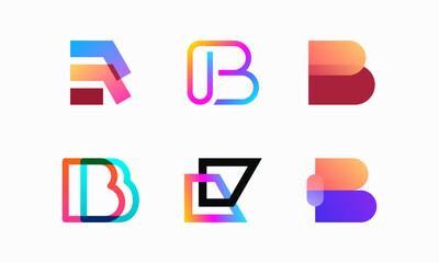 Set of Modern B Letter Initial Logo designs icon, B Business logo icon template