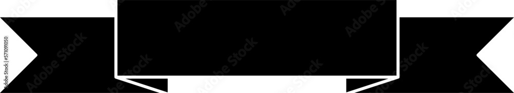Poster decorative folded black ribbon symbol icon with empty space for text. vector image.