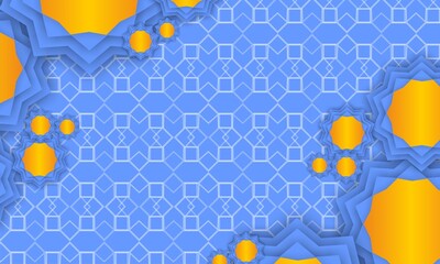 The Abstract Background with blue and golden yellow religious ornaments