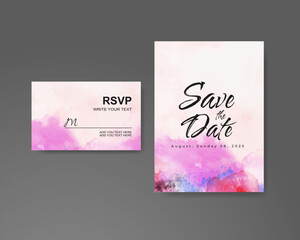 Fototapeta premium Wedding invitation with abstract watercolor background