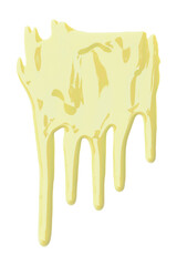 Light yellow color with pigment flowing down. Isolated on transparent background.