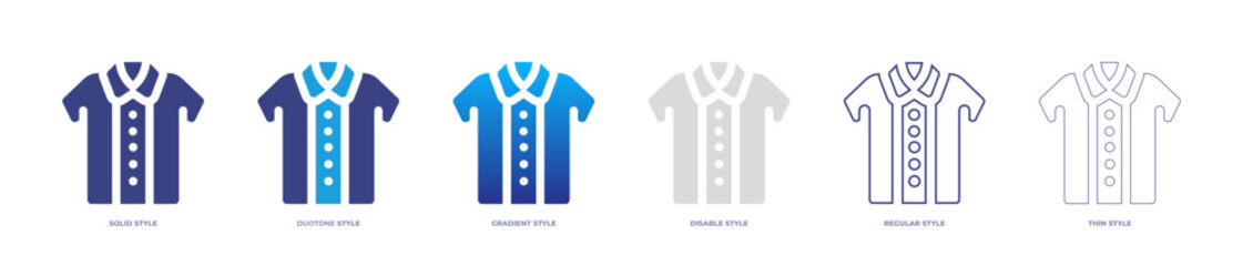 Shirt icon set full style. Solid, disable, gradient, duotone, regular, thin. Vector illustration and transparent icon.