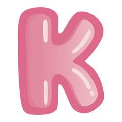 Letter K Pink Bold Alphabet Font Doodle Drawing Art