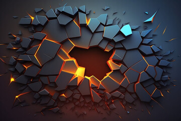 Abstract Random Geometric Fragment Destruction Background Illustration, Generative Ai