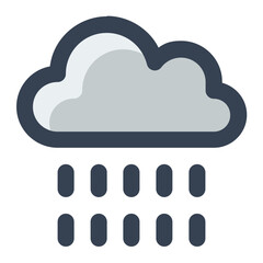 Rain season in gray filled color 
icon. Heavy rain, cloud, storm, weather