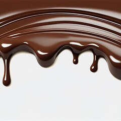 Chocolate melting liquid and flowing from top canvas border. Generative Ai
