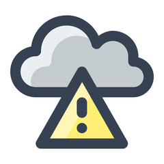 Weather alert symbol in color filled icon style. Warning, cloud, forecast sign