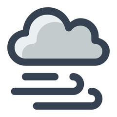 Windy and Cloudy in gray filled color icon. Wind, cloud, summer, autumn, spring, season, weather