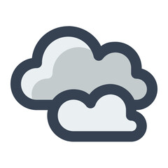 Clouds in gray filled color icon. Cloudy weather symbol