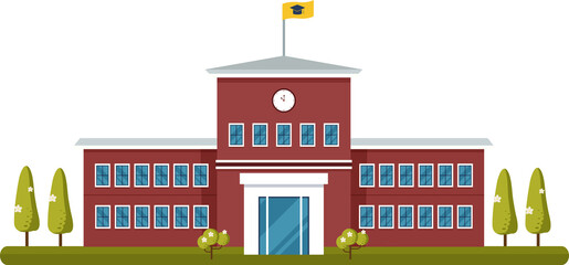 School building exterior vector illustration