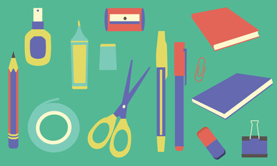 Flat Color Stationery Collection Set