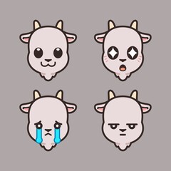 Set of Cute Goat Stickers