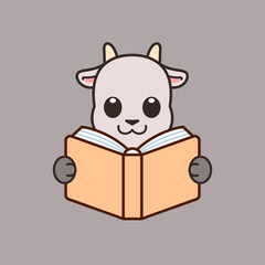 Cute Goat Reading a Book