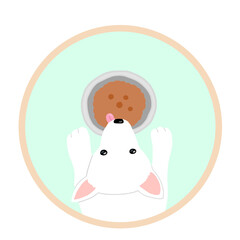 White dog eating feed Logo