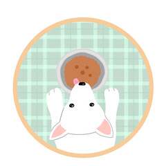 White dog eating feed Logo