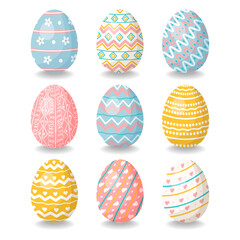 A set of simple patterned Easter eggs