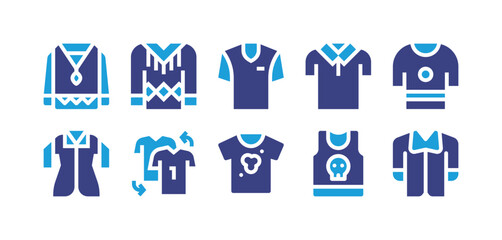 Shirt icon set. Duotone color. Vector illustration. Containing shirt, tshirt, dirty shirt