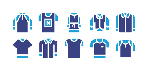 Shirt icon set. Duotone color. Vector illustration. Containing shirt, t shirt, polo shirt, sport wear