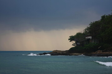 Global Climate Change, Big Storm Big Cloud coming to the beach. Thailand in 2012.