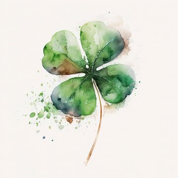 watercolor four leaf clover with Generative AI