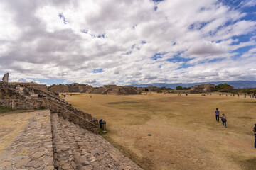 Beautiful view of the ancient ruins of the Mayan city of Monte Alban.