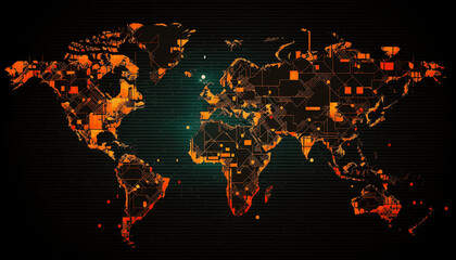 Integration of new technologies High Tech World Map