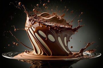 Chocolate swirl splash. Milk Chocolate explosion