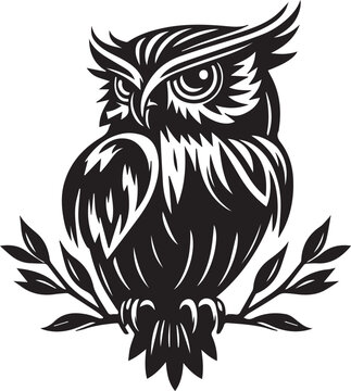 Wise expert owl black simple silhouette vector icon, Stock vector