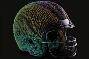 Football Helmet Tech Data. Dark background