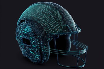 Football Helmet with data nodes. Dark Background