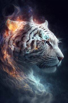 tiger galaxies, spirals, space with Generative AI
