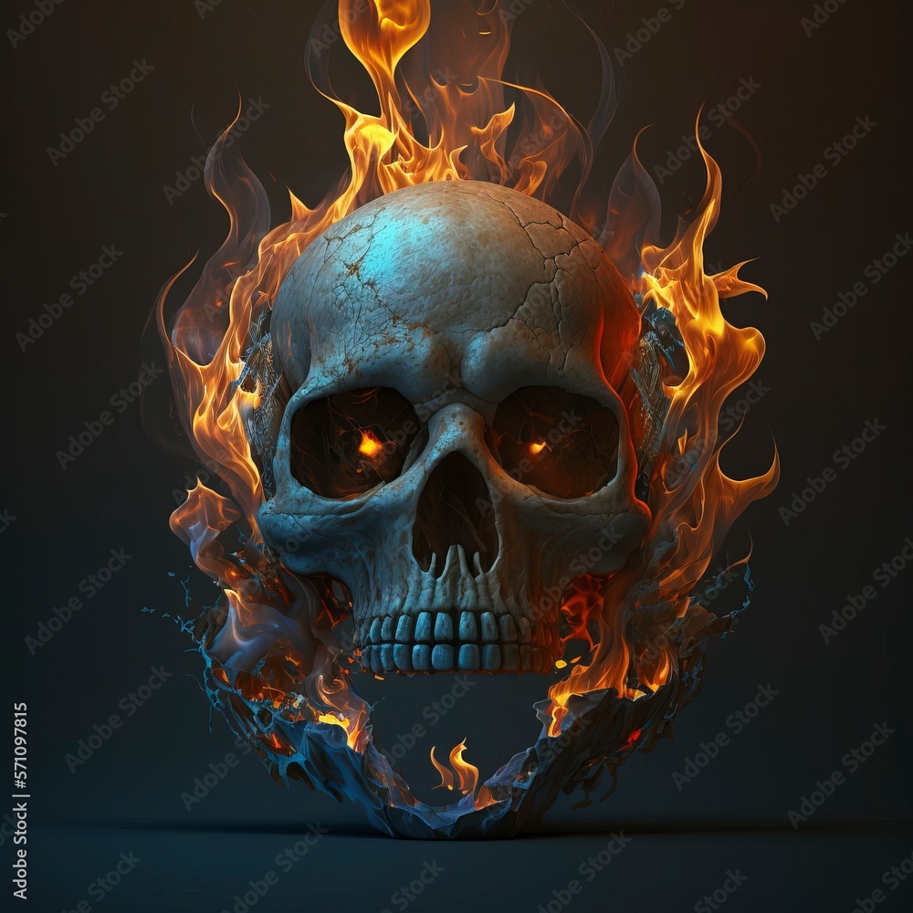Canvas Prints burning skull with generative ai - Canvas Prints