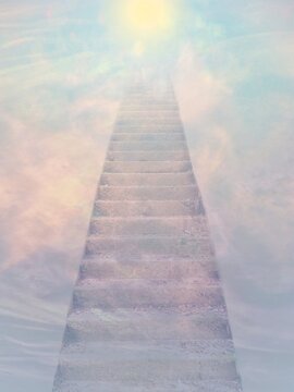 空へと続く階段の幻想的なイメージ