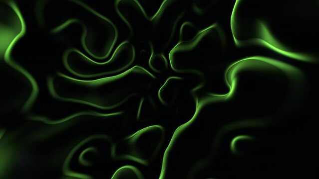 Flowing dark green mystical waves on black gradient, motion abstract corporate, cosmos and futuristic style background