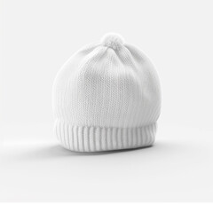 Beanie Cap with Pom Pom on White Background - AI Generated Mockup for Adobe Stock