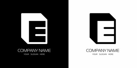 E 3D logo, E logo, square E letter logo

