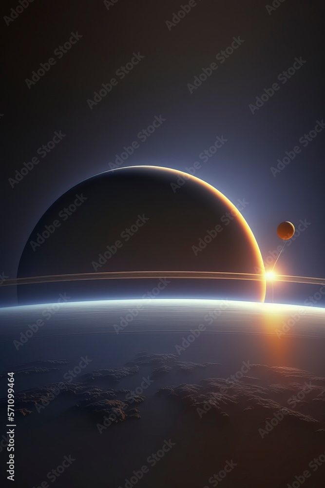 Wall mural saturn and its rings in the background with generative ai