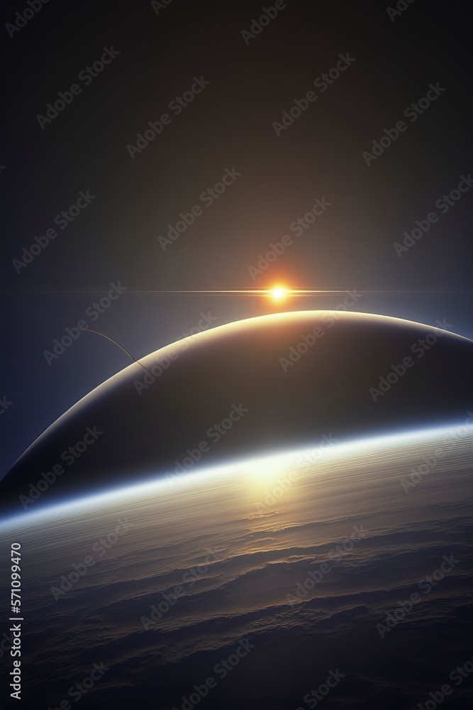 Wall mural saturn and its rings in the background with generative ai