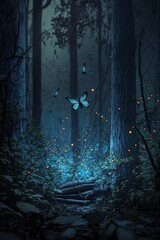 firefly in the forest at night with Generative AI