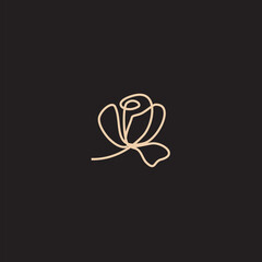 Rose line art logo vector was created in a simple style with delicate elements.