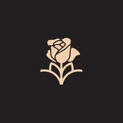 Rose line art logo vector was created in a simple style with delicate elements.
