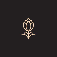 Rose line art logo vector was created in a simple style with delicate elements.