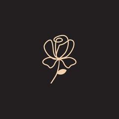 Rose line art logo vector was created in a simple style with delicate elements.